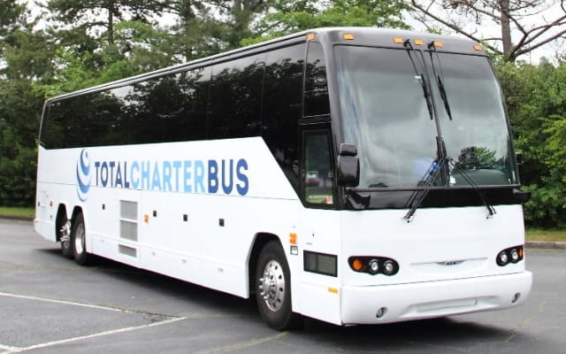 A 56-passenger charter bus