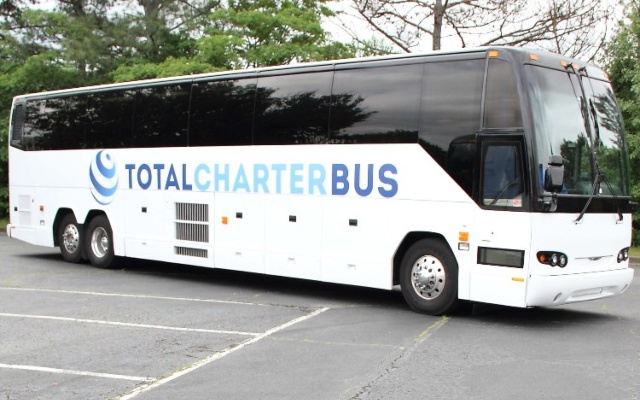 A 56-passenger charter bus