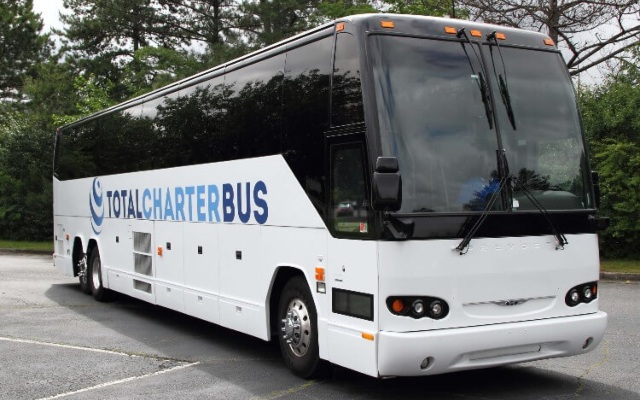 A 56-passenger charter bus